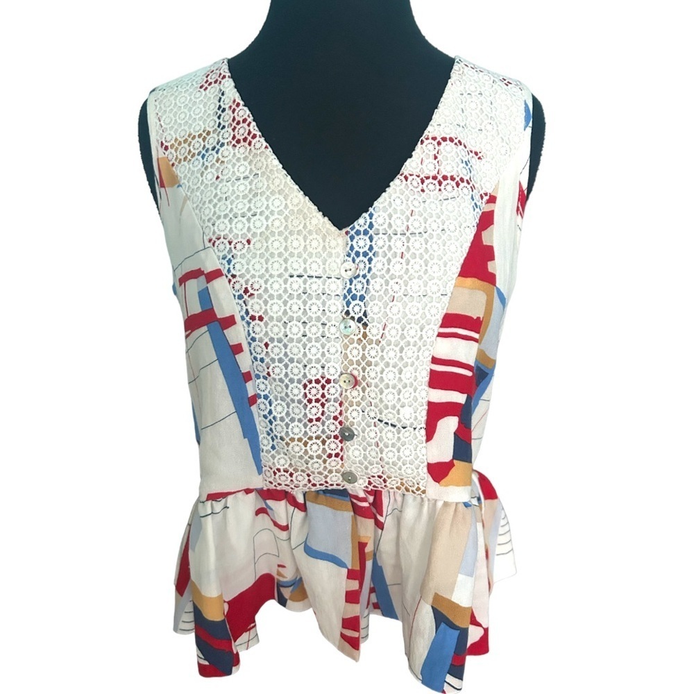 Joy Joy Vintage Abstract Sleeveless Top Size Small